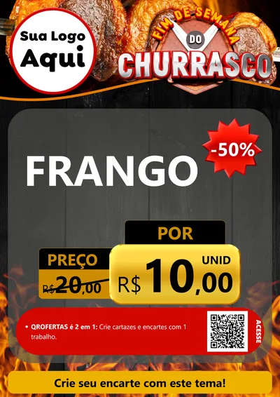 Modelo de Cartaz para Cartaz A4 Vertical com o tema Fim de Semana do Churrasco para Assados