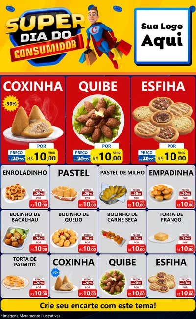 Modelo de Encarte para Encarte Grande com o tema Super Dia do Consumidor para Salgadaria