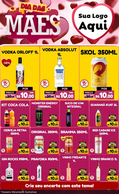 Modelo de Encarte para Encarte Grande com o tema Dia Das Mães para Distribuidora de bebidas