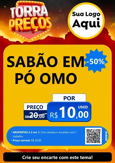 Modelo de Cartaz para Cartaz A4 Vertical com o tema Torra Preços para Produtos de Limpeza