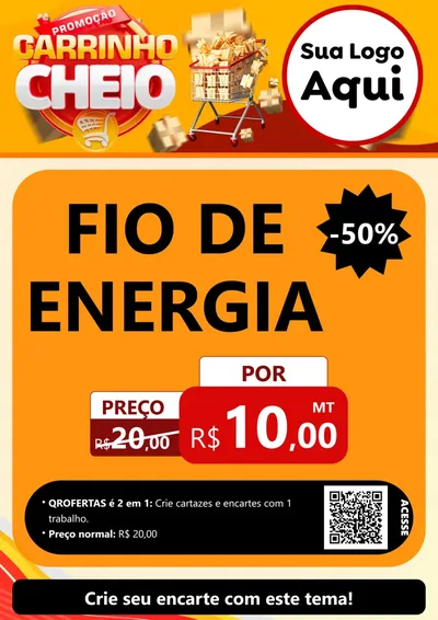 Modelo de Cartaz para Cartaz A4 Vertical com o tema Promoção carrinho cheio para Materiais Elétricos