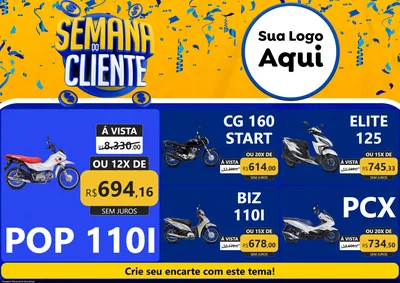 Modelo de Encarte para Encarte A4 Horizontal com o tema Semana do Cliente para Concessionaria de Motos