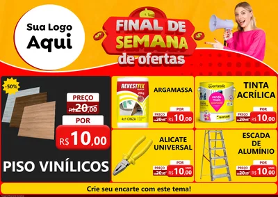 Modelo de Encarte para Encarte A4 Horizontal com o tema Final de Semana de Ofertas para Material para Construção