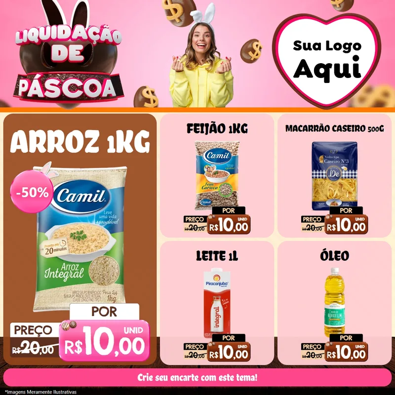 Modelo de Rede Social para Feed Facebook com o tema Liquidação de Páscoa para Supermercado