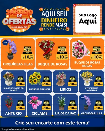 Modelo de Rede Social para Feed Instagram com o tema Sábado de Ofertas Imperdíveis para Floricultura e jardim