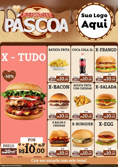 Modelo de Encarte para Encarte A4 Vertical com o tema Ofertas de Páscoa para Hamburgueria