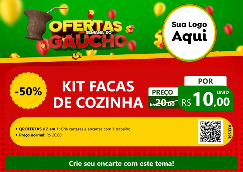 Modelo de Cartaz para Cartaz A4 Horizontal com o tema Ofertas Semana Do Gaúcho para Utilidades Domésticas