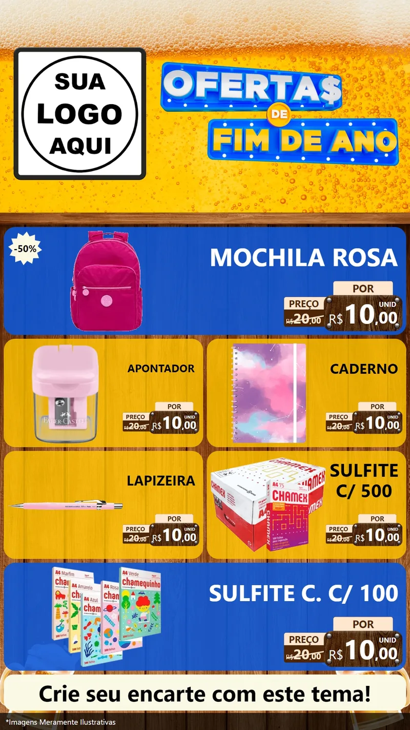 Modelo de TV para TV Vertical com o tema Ofertas de Fim de Ano para Papelaria