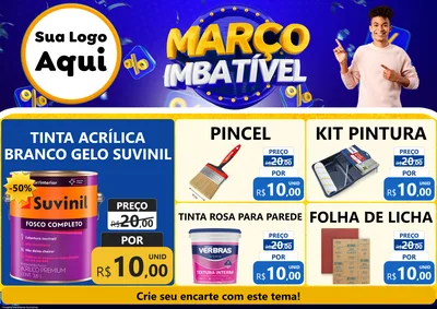 Modelo de Encarte para Encarte A4 Horizontal com o tema Março Imbatível para Tintas e Ferramentas