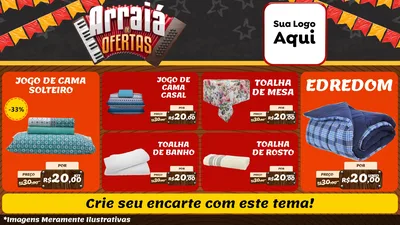 Modelo de TV para TV Horizontal com o tema Arraiá de Ofertas - Junina para Cama, Mesa e Banho