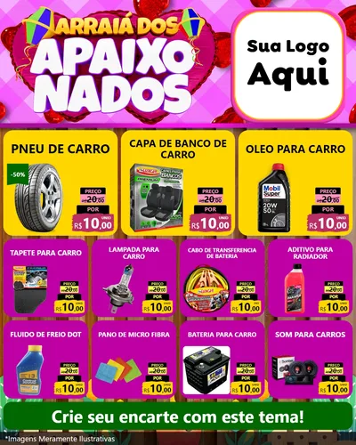 Modelo de Rede Social para Feed Instagram com o tema Arraiá dos Apaixonados para Auto peças