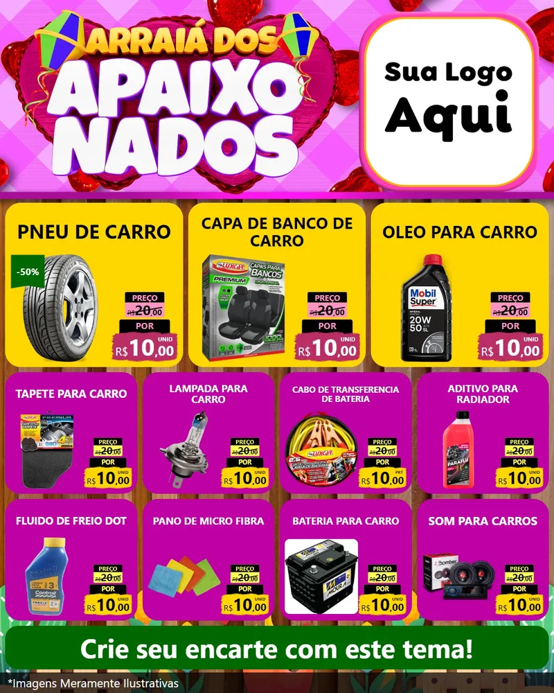Modelo de Rede Social para Feed Instagram com o tema Arraiá dos Apaixonados para Auto peças
