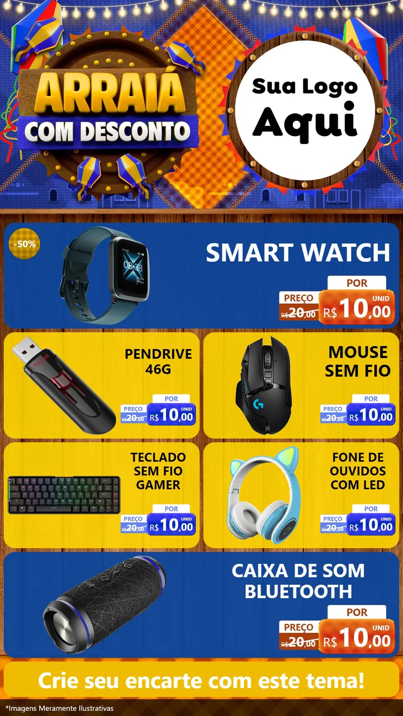 Modelo de TV para TV Vertical com o tema Arraiá Com Desconto para Informática