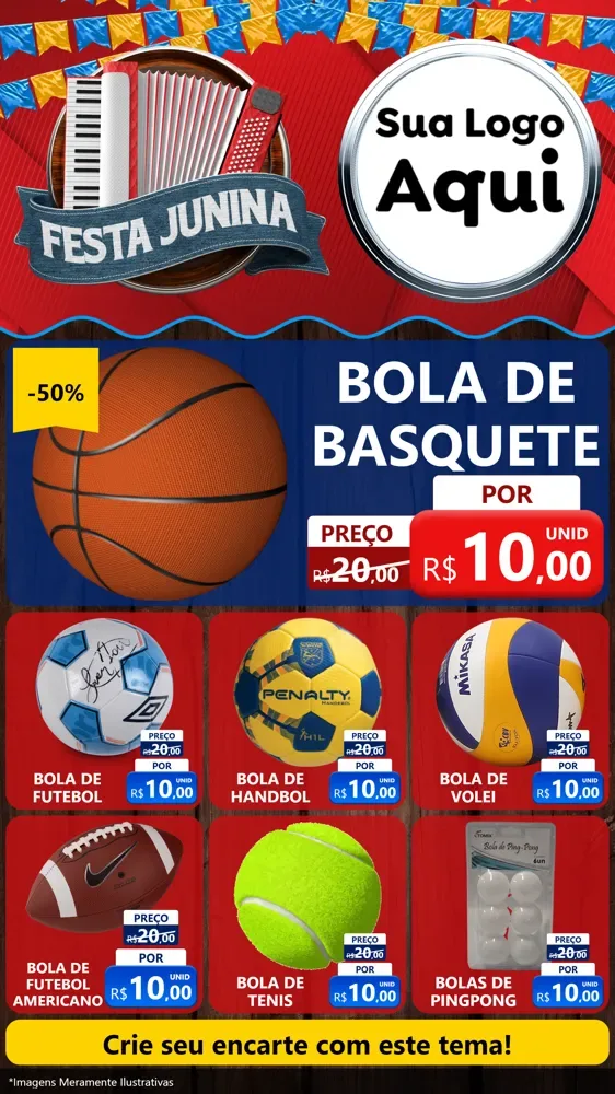 Modelo de Rede Social para Stories com o tema Festa Junina para Artigos Esportivos