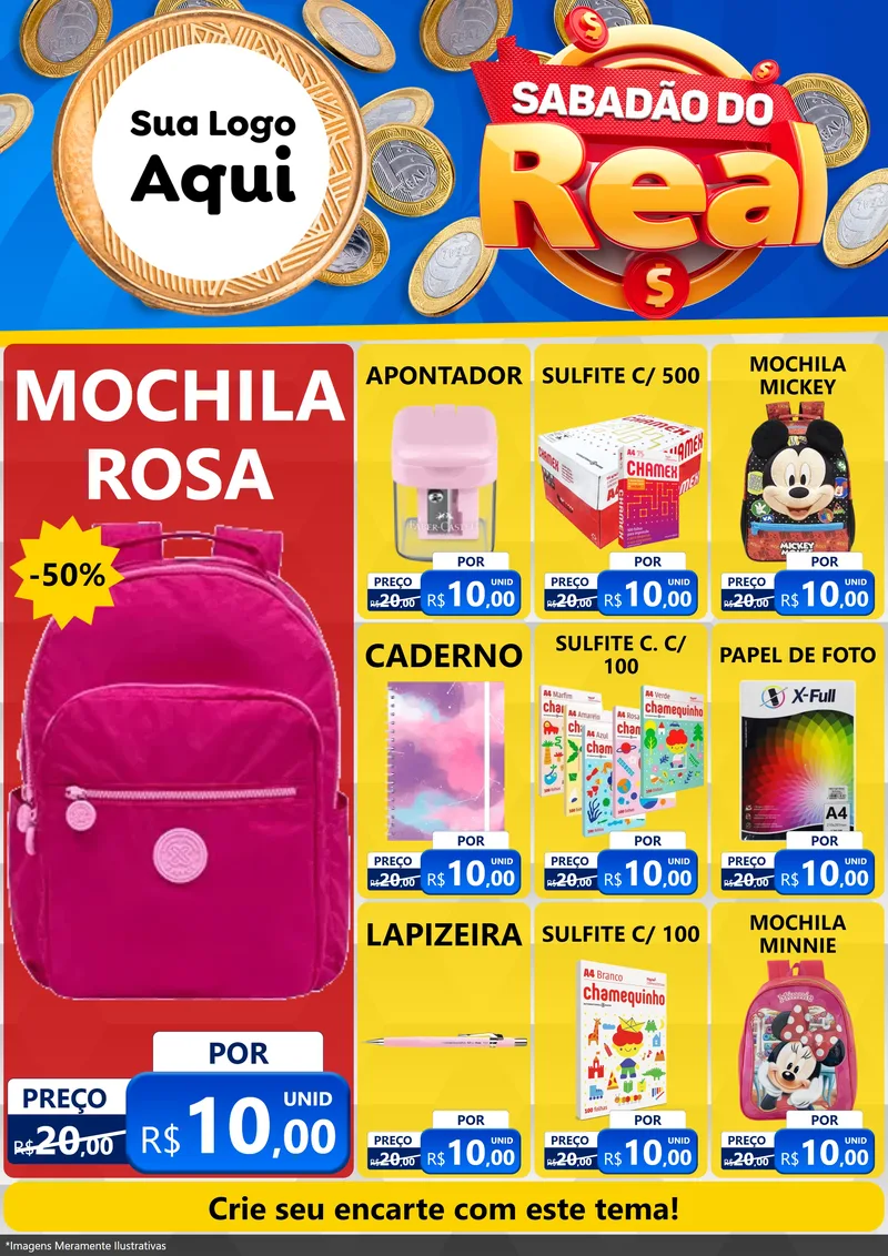 Modelo de Encarte para Encarte A4 Vertical com o tema Sabadão do Real para Papelaria