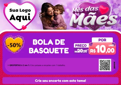 Modelo de Cartaz para Cartaz A4 Horizontal com o tema Mês das Mães para Artigos Esportivos