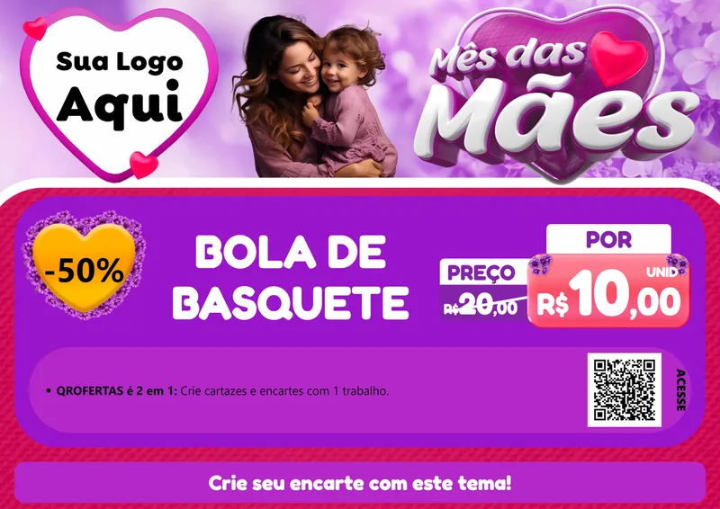 Modelo de Cartaz para Cartaz A4 Horizontal com o tema Mês das Mães para Artigos Esportivos
