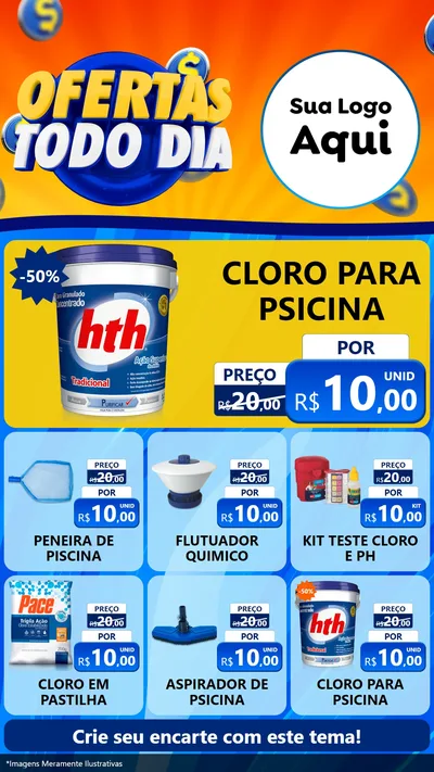 Modelo de Rede Social para Stories com o tema Ofertas Todo Dia para Produtos para Piscina