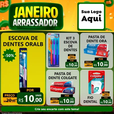 Modelo de Rede Social para Feed Facebook com o tema Janeiro Arrasador para Higiene Pessoal