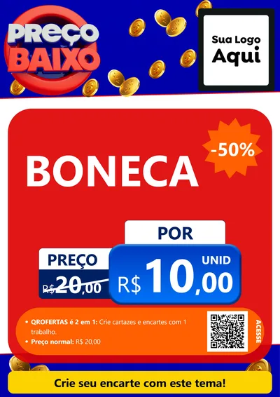 Modelo de Cartaz para Cartaz A4 Vertical com o tema Preço Baixo para Brinquedos