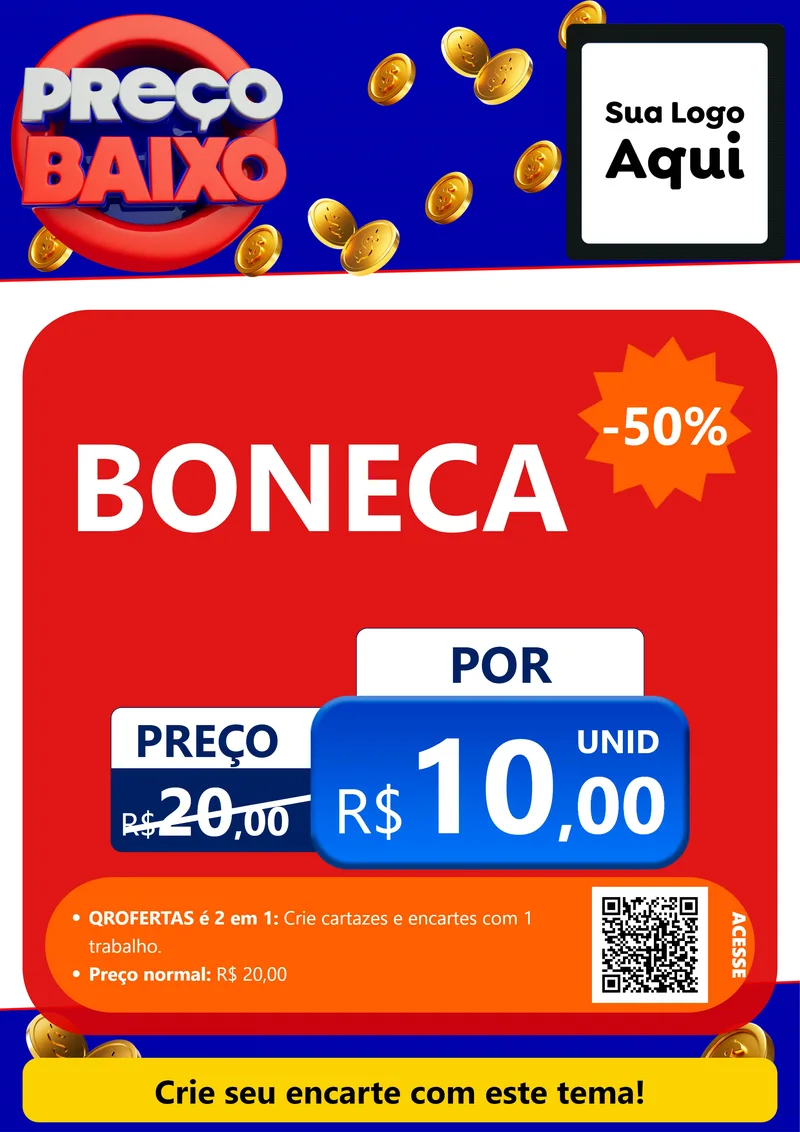 Modelo de Cartaz para Cartaz A4 Vertical com o tema Preço Baixo para Brinquedos