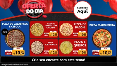 Modelo de TV para TV Horizontal com o tema Oferta do Dia para Pizzaria