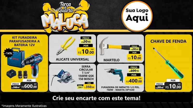 Modelo de TV para TV Horizontal com o tema Terça e Quarta Maluca para Maquinas e Ferramentas