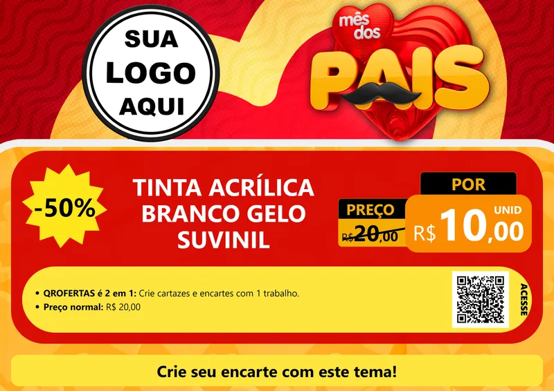 Modelo de Cartaz para Cartaz A4 Horizontal com o tema Mês Dos Pais para Tintas e Ferramentas