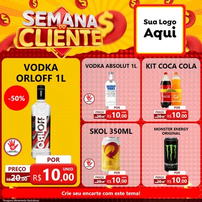 Modelo de Rede Social para Feed Facebook com o tema Semana do Cliente para Distribuidora de bebidas