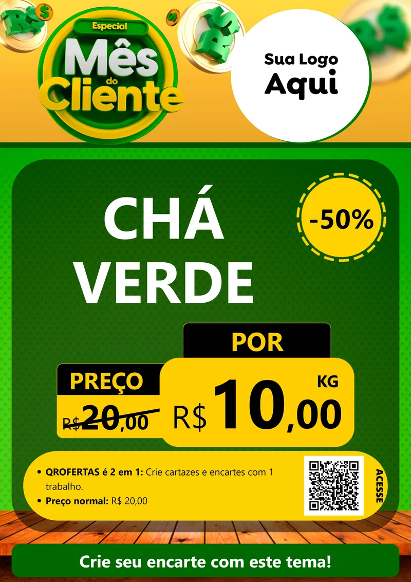 Modelo de Cartaz para Cartaz A4 Vertical com o tema Especial Mês do Cliente para Produtos Naturais