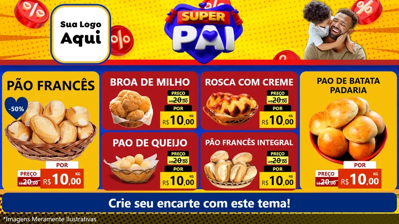 Modelo de TV para TV Horizontal com o tema Super Pai para Padaria