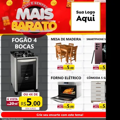 Modelo de Rede Social para Feed Facebook com o tema Mais Barato para Móveis e Eletro
