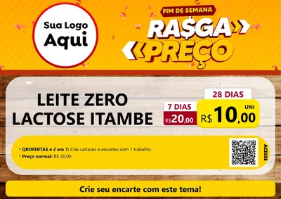 Modelo de Cartaz para Cartaz A4 Horizontal com o tema Fim de Semana Rasga Preços para Frios e Laticínios