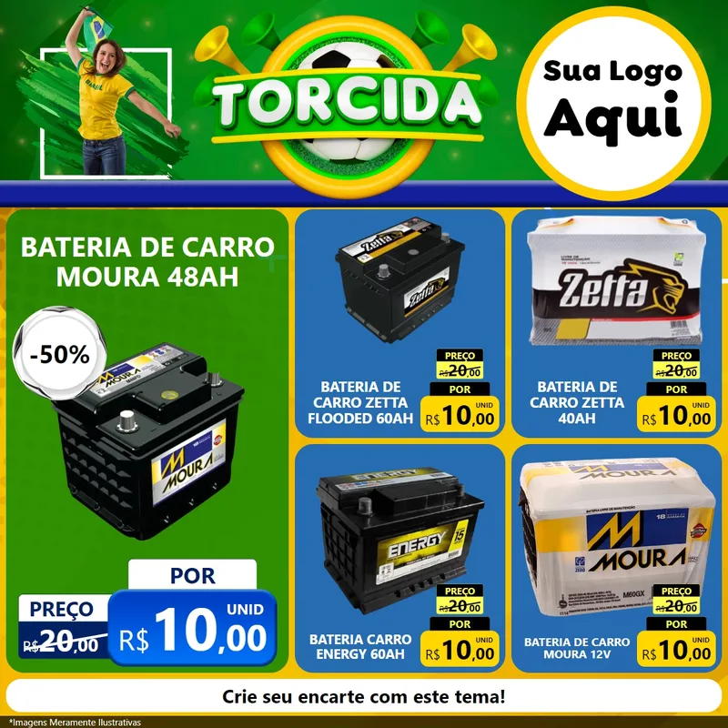 Modelo de Rede Social para Feed Facebook com o tema Torcida para Baterias Elétricas
