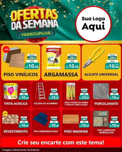 Modelo de Rede Social para Feed Instagram com o tema Ofertas da Semana Farroupilha para Material para Construção