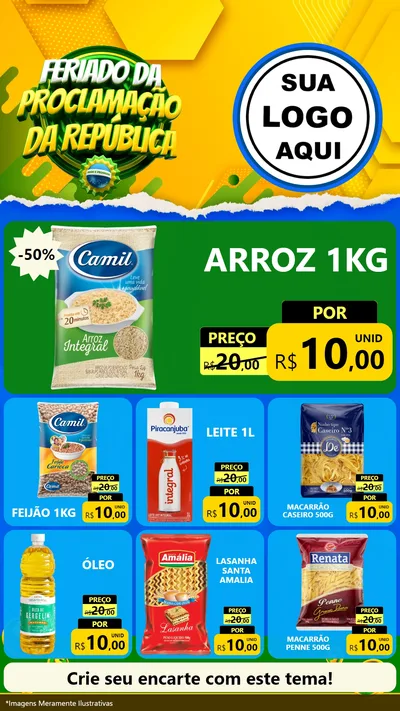Modelo de Rede Social para Stories com o tema Feriado da Proclamação da República para Supermercado
