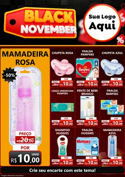 Modelo de Encarte para Encarte A4 Vertical com o tema Black November para Bebês