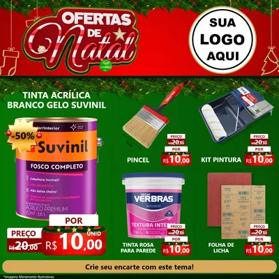 Modelo de Rede Social para Feed Facebook com o tema Ofertas de Natal para Tintas e Ferramentas