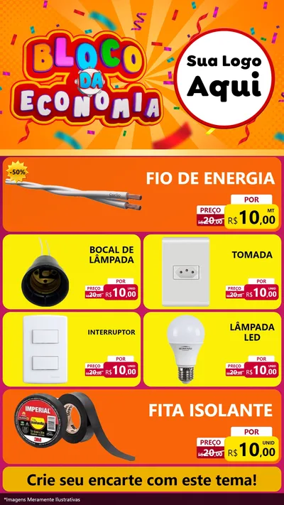 Modelo de TV para TV Vertical com o tema Bloco da Economia para Materiais Elétricos
