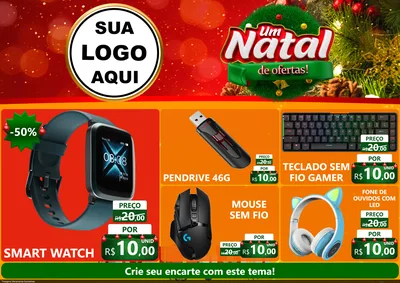Modelo de Encarte para Encarte A4 Horizontal com o tema Um Natal de Ofertas para Informática