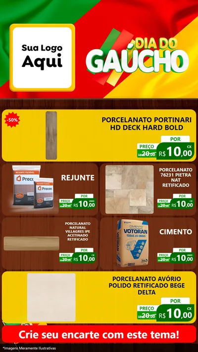 Modelo de TV para TV Vertical com o tema Dia do Gaúcho para Pisos e revestimentos