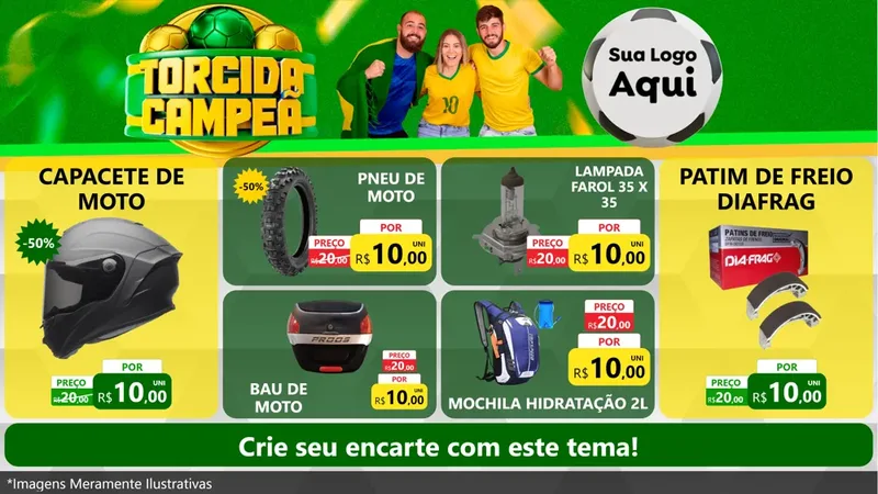 Modelo de TV para TV Horizontal com o tema Torcida Campeã - Copa para Moto peças