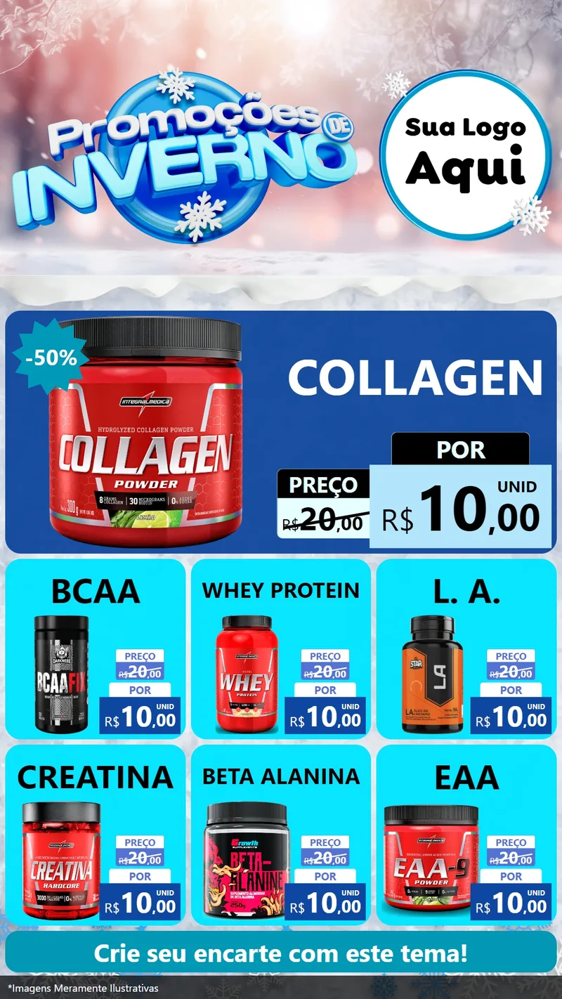 Modelo de Rede Social para Stories com o tema Promoções de Inverno para Suplementos alimentares