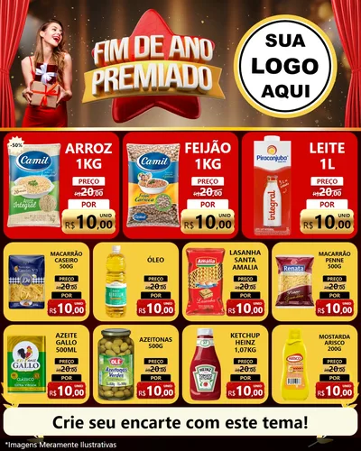 Modelo de Rede Social para Feed Instagram com o tema Fim de Ano Premiado para Supermercado