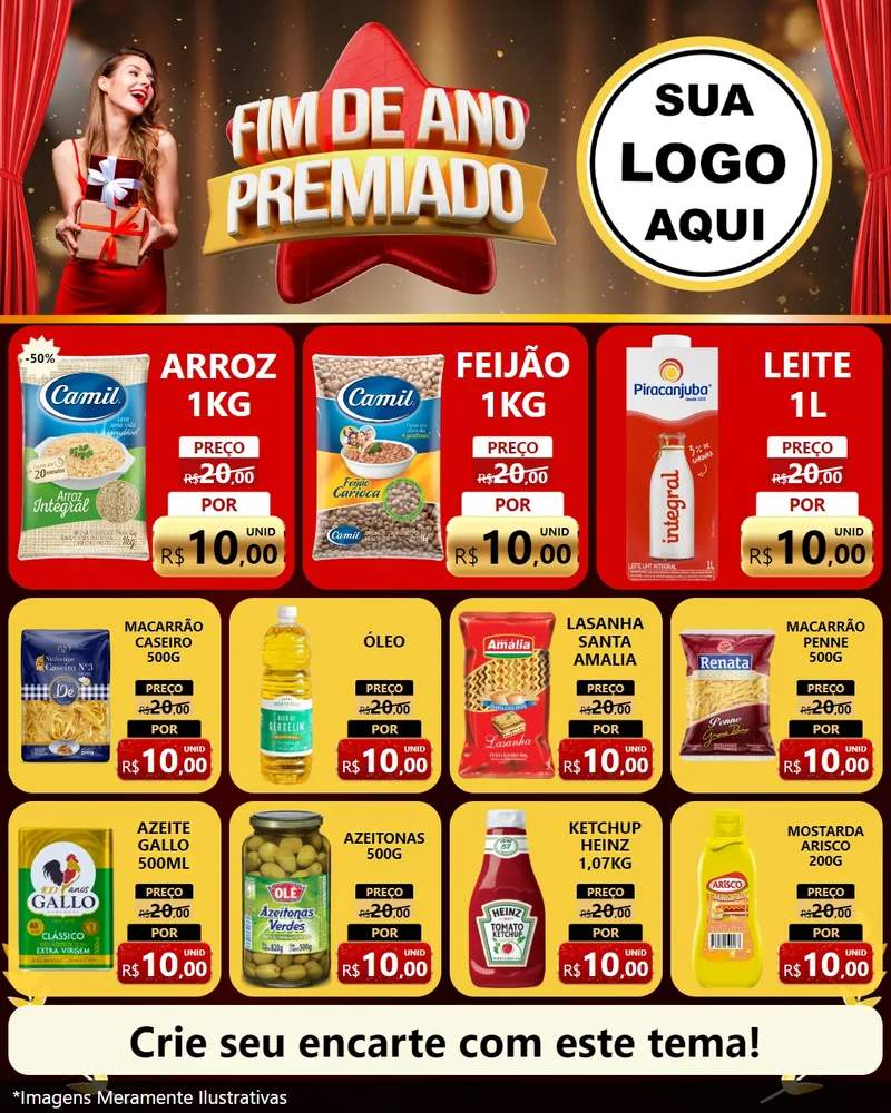 Modelo de Rede Social para Feed Instagram com o tema Fim de Ano Premiado para Supermercado