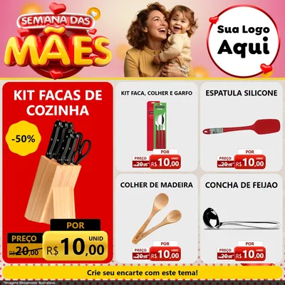 Modelo de Rede Social para Feed Facebook com o tema Semana das Mães para Utilidades Domésticas