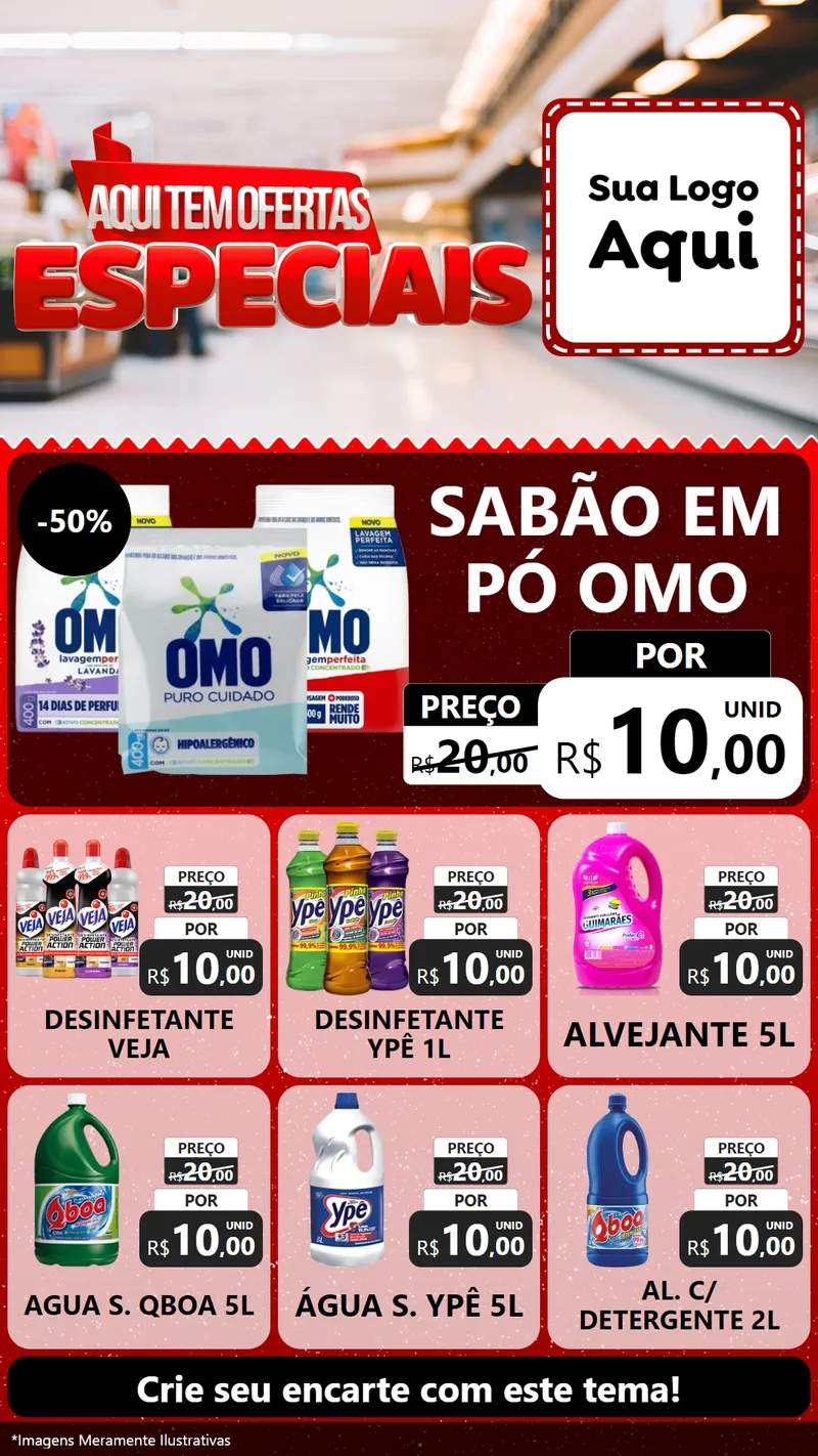 Modelo de Rede Social para Stories com o tema Aqui Tem Ofertas Especiais para Produtos de Limpeza