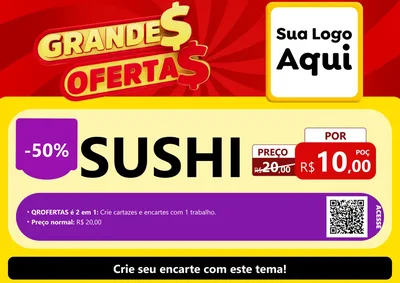 Modelo de Cartaz para Cartaz A4 Horizontal com o tema Grandes Ofertas para Comida japonesa
