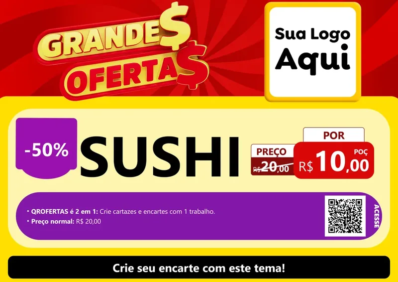 Modelo de Cartaz para Cartaz A4 Horizontal com o tema Grandes Ofertas para Comida japonesa