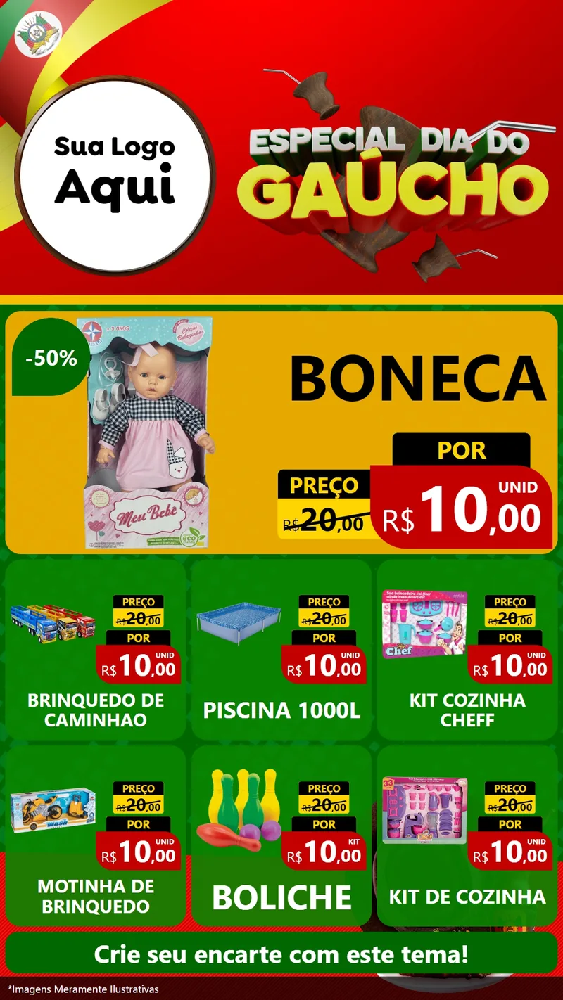 Modelo de Rede Social para Stories com o tema Especial Dia do Gaúcho para Brinquedos
